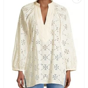 Tory Burch Logo Lace Balloon Sleeve Tunic